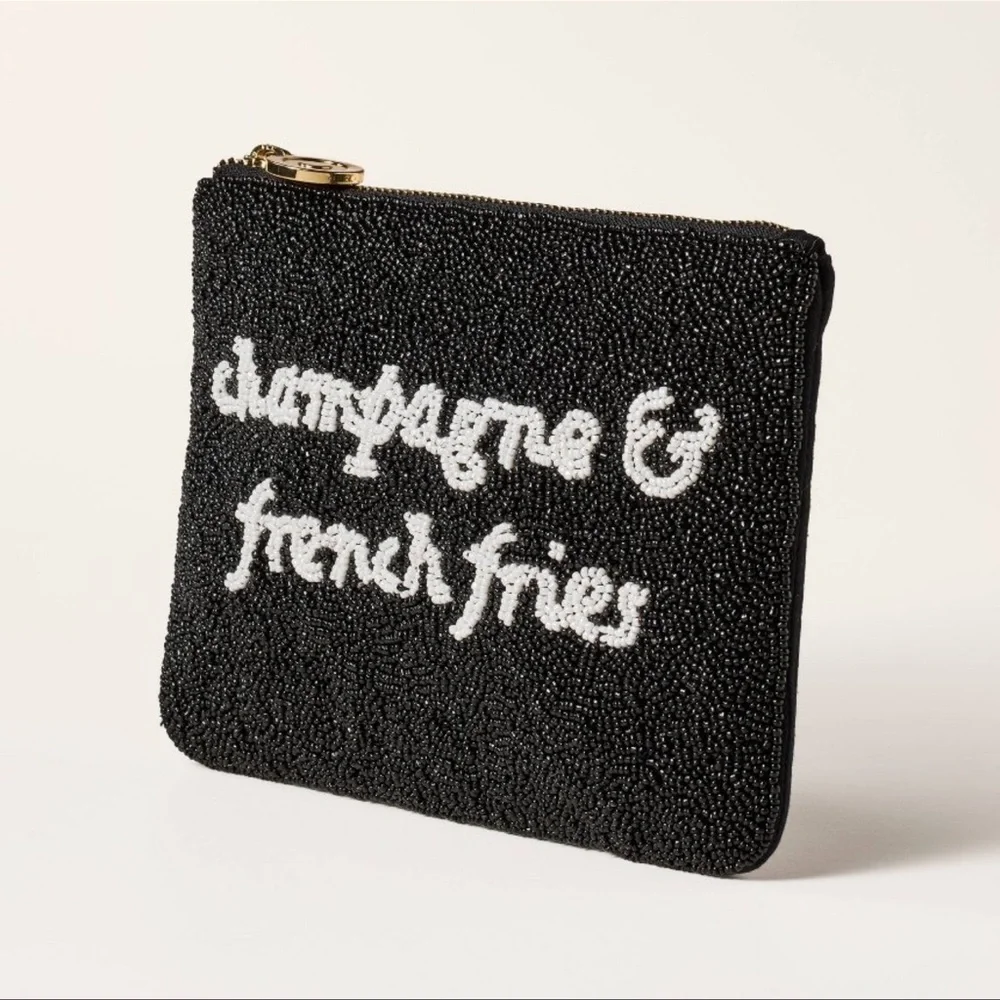Kate Spade x Target Champange and French Fries Black Beaded Clutch